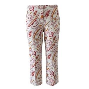 J McLaughlin Paisley Print White Crop Pants Size 4